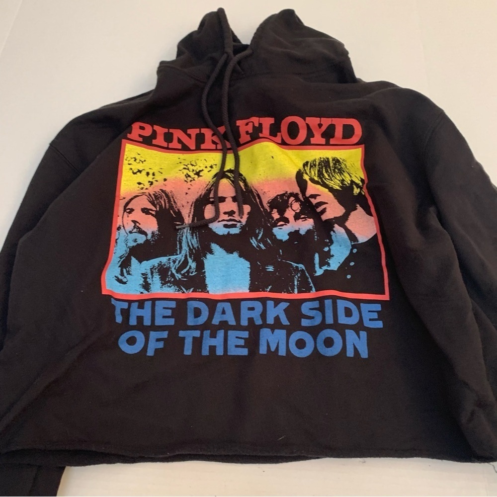 PINK FLOYD Dark Side of the Moon Black Cropped Hoodie